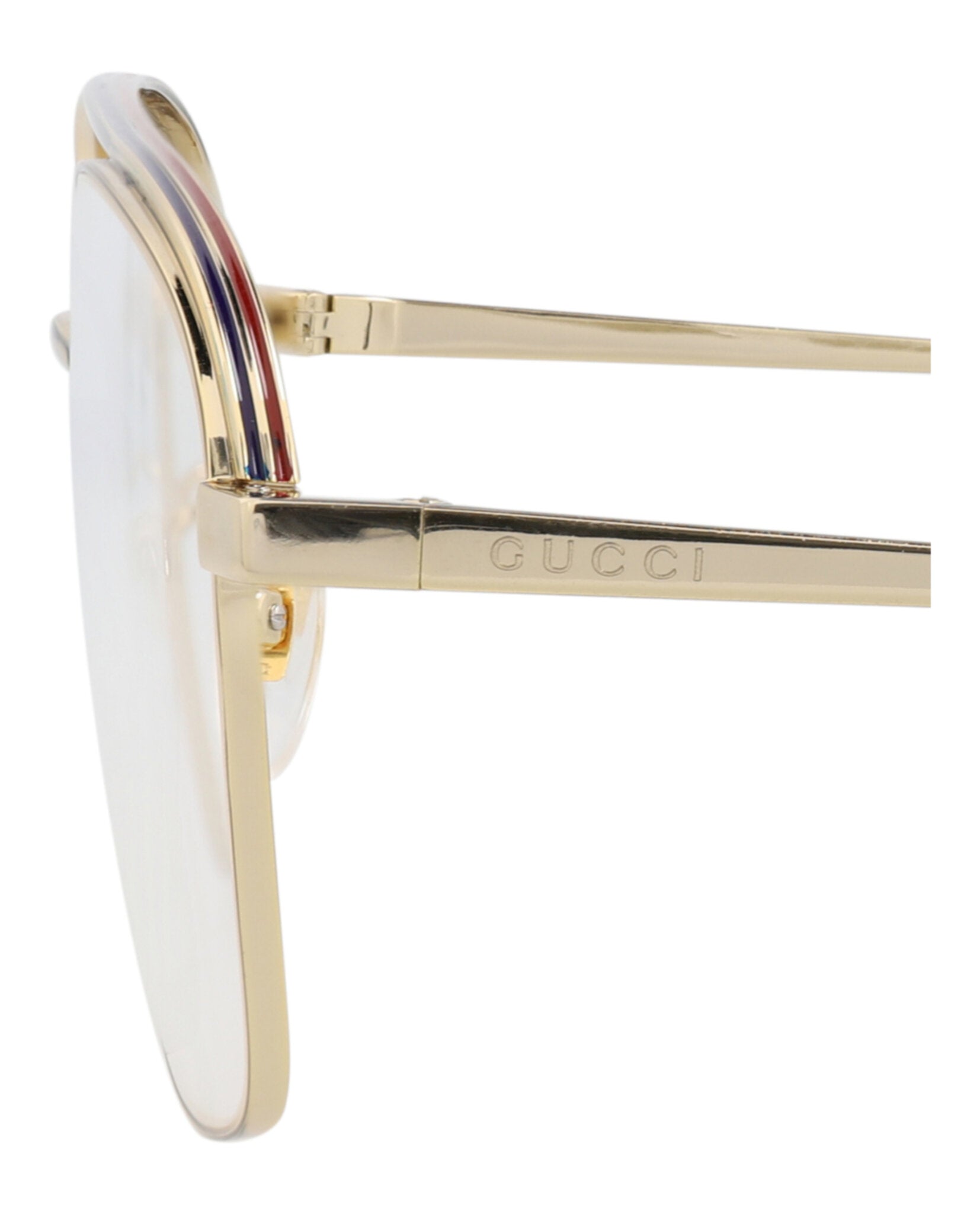 Gucci Gucci Mens Square/Rectangle Gold Gold Transparent Fashion Designer Eyewear