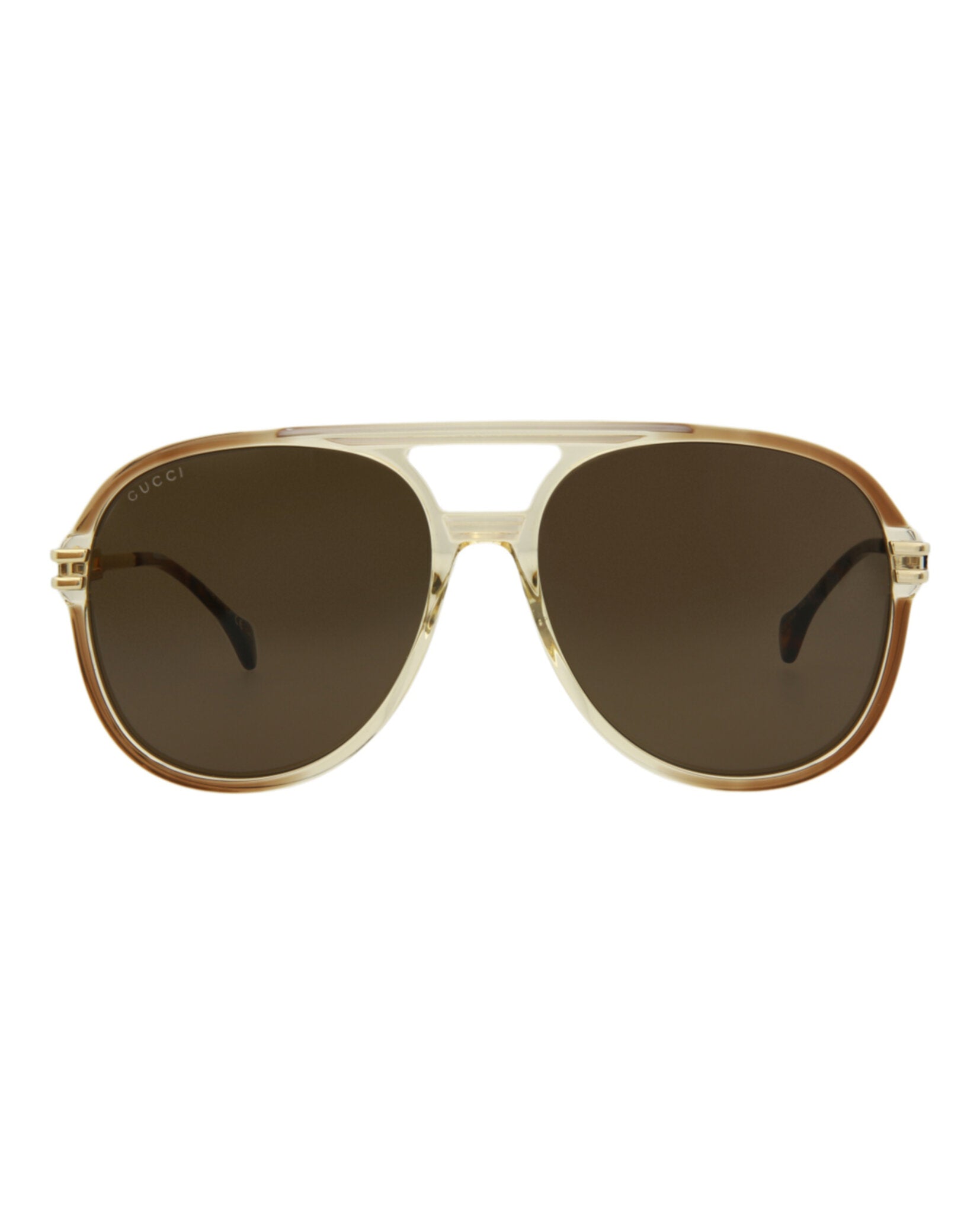 Gucci Mens Aviator Brown Gold Brown Fashion Designer Eyewear