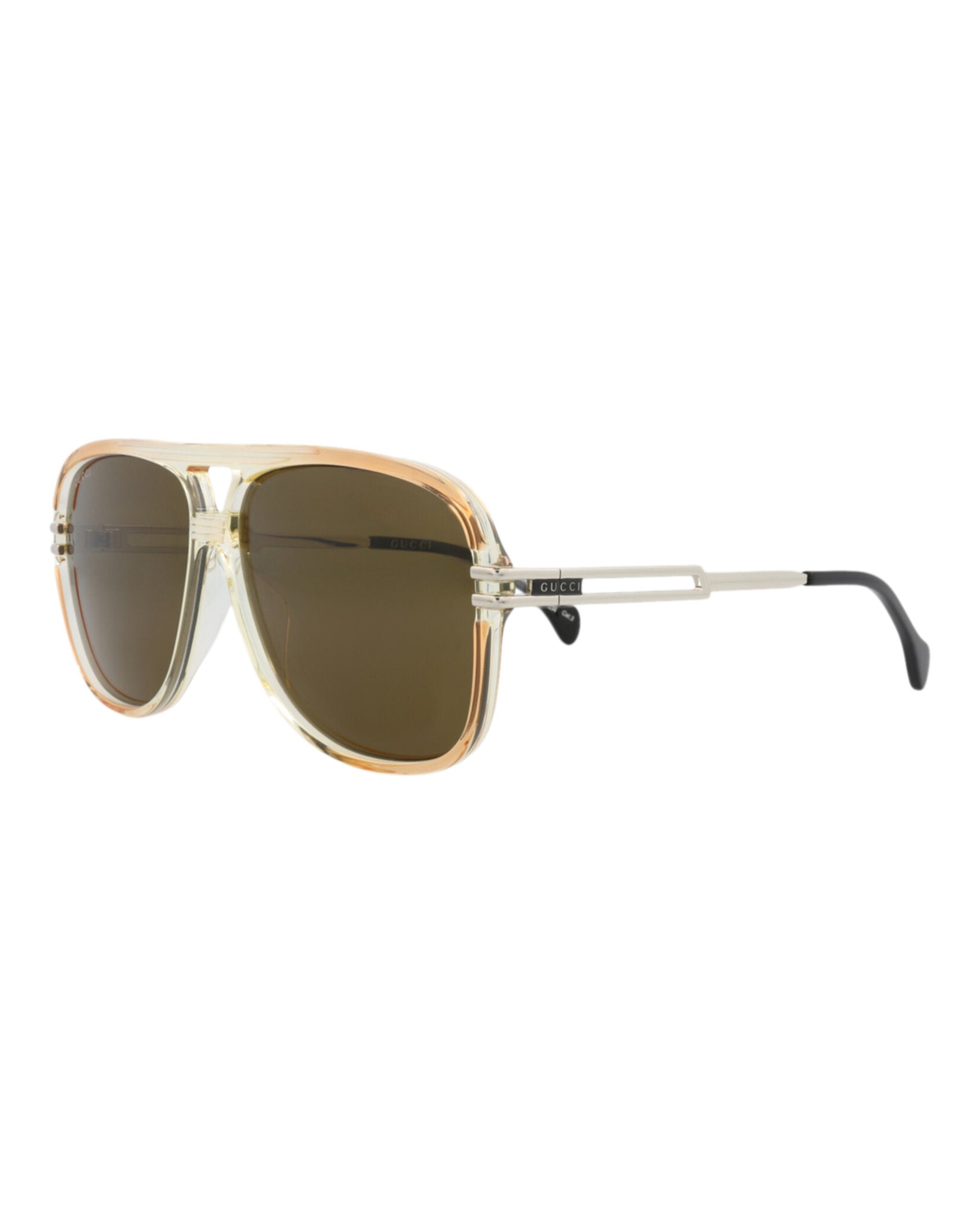 Gucci Mens Aviator Orange Silver Brown Fashion Designer Eyewear
