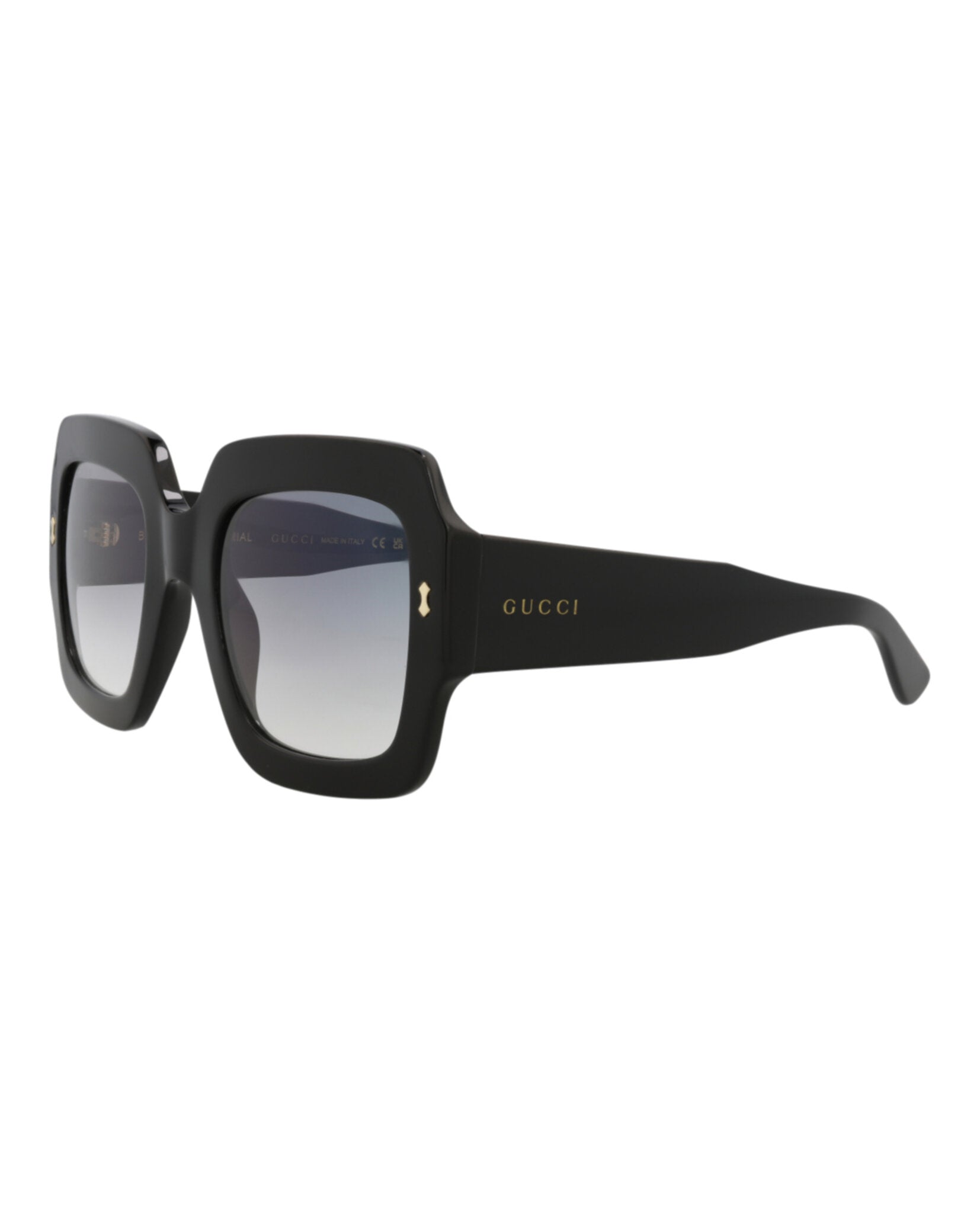 Gucci Womens Square/Rectangle Black Black Grey Fashion Designer Eyewear