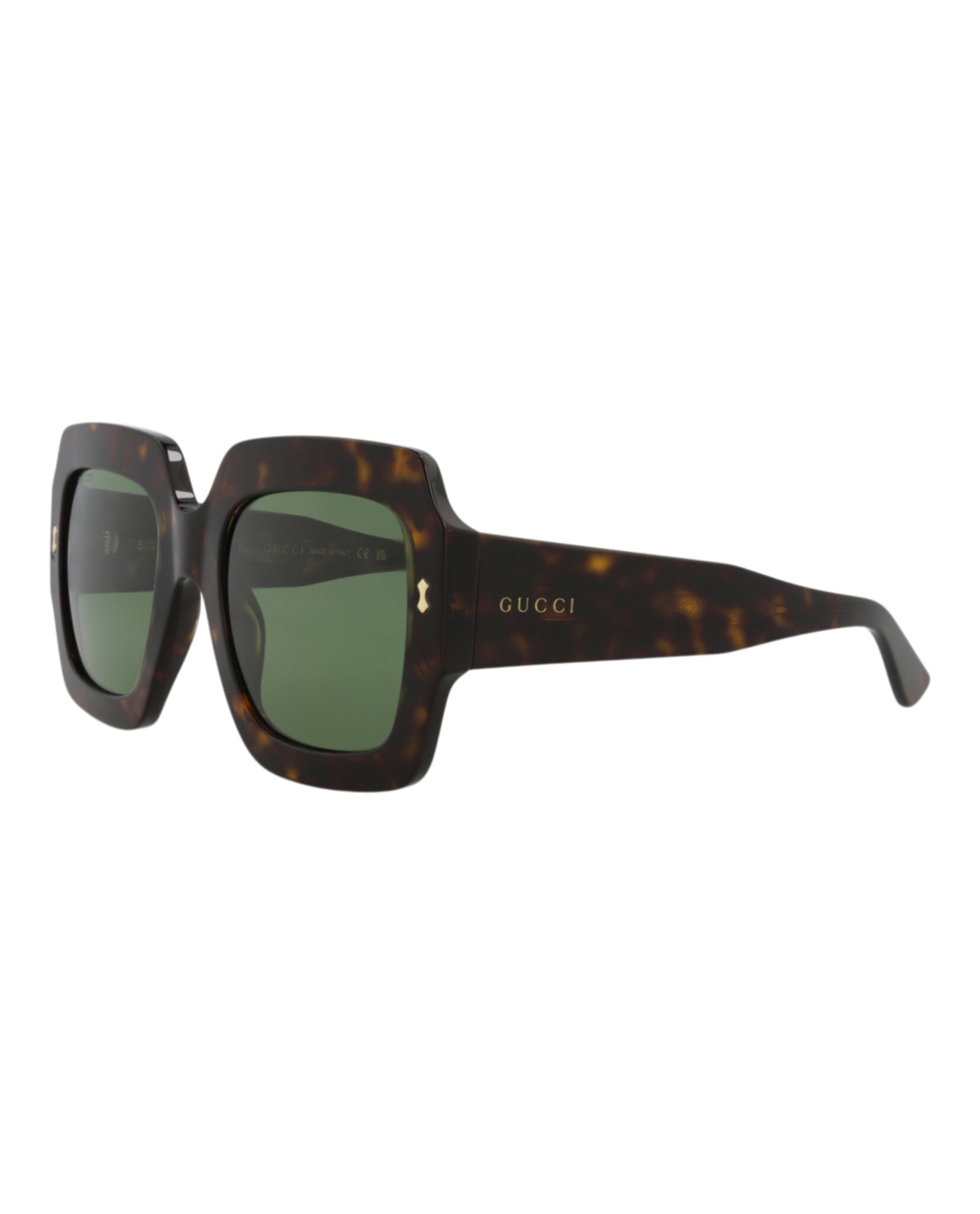 Gucci Womens Square/Rectangle Havana Havana Green Fashion Designer Eyewear
