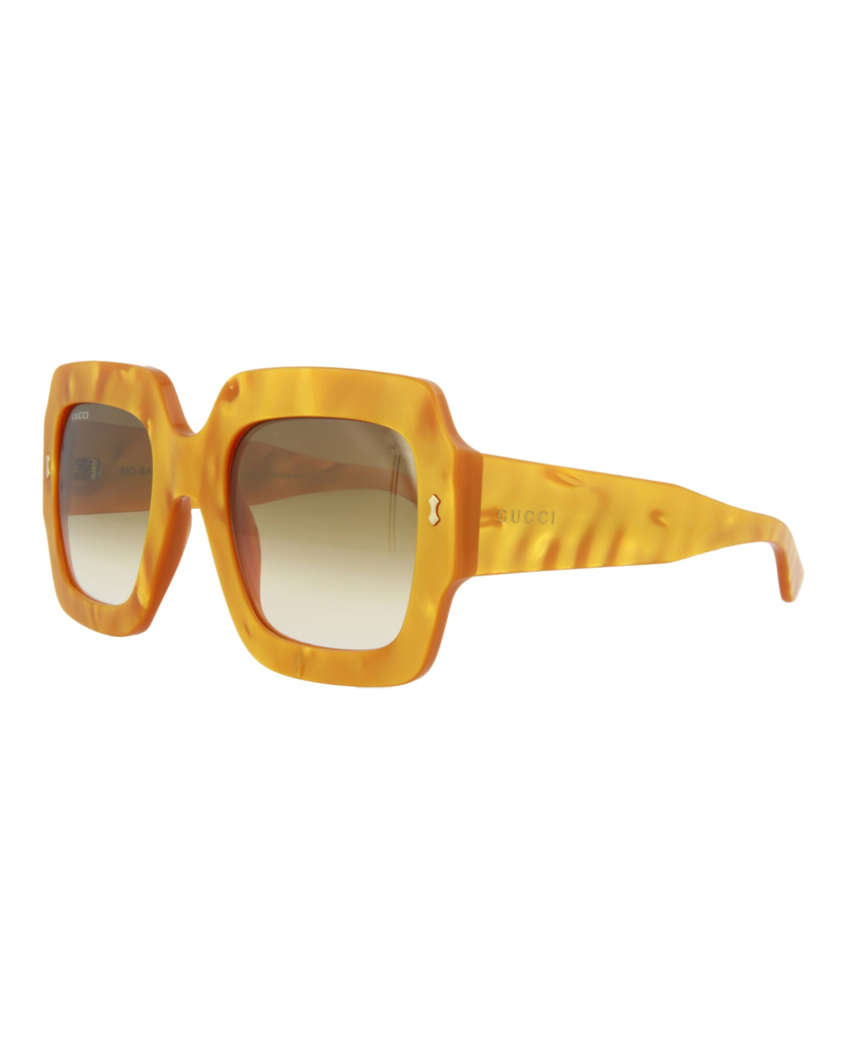Gucci Womens Square/Rectangle Yellow Yellow Brown Fashion Designer Eyewear