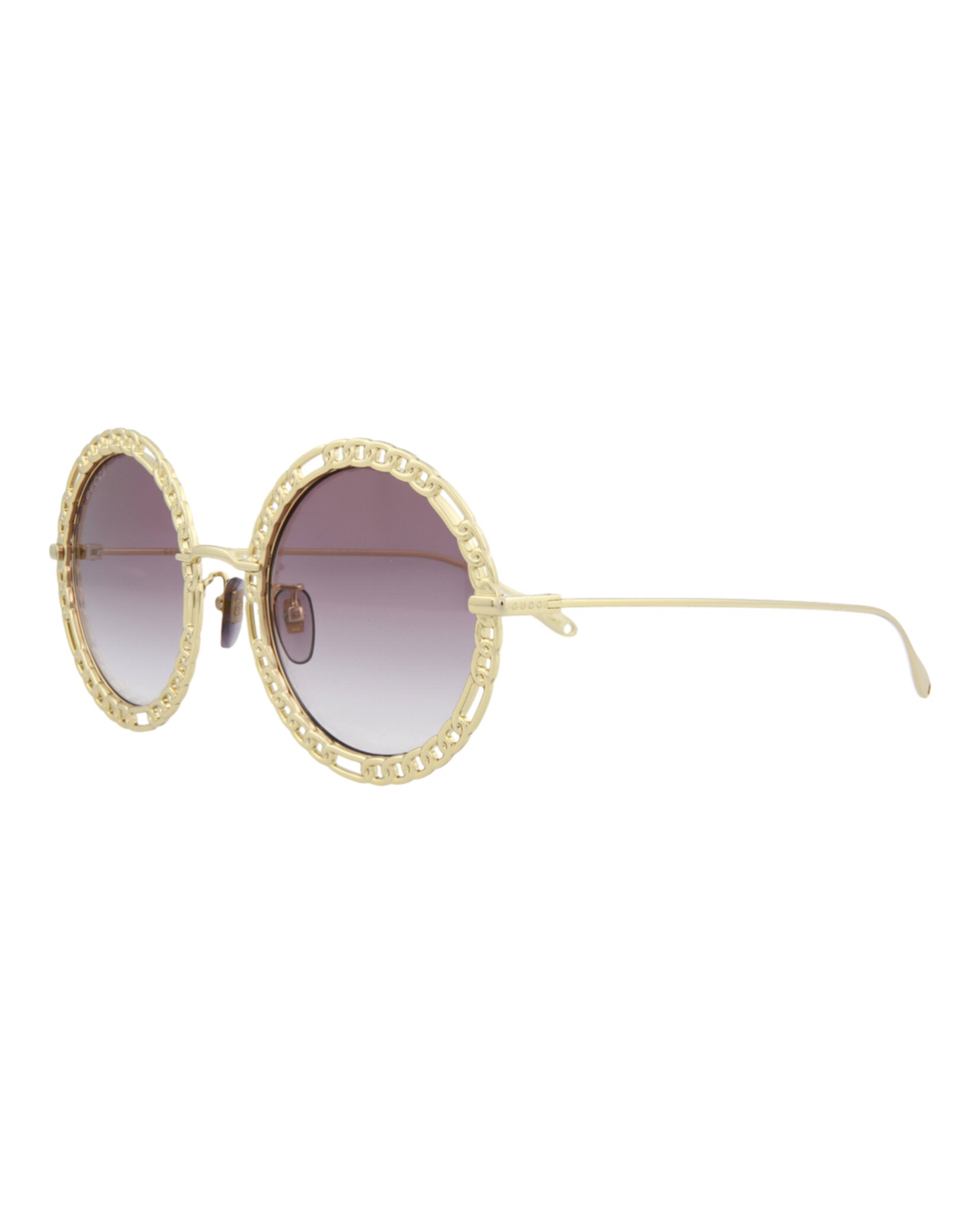 Gucci Womens Round/Oval Gold Gold Violet Fashion Designer Eyewear