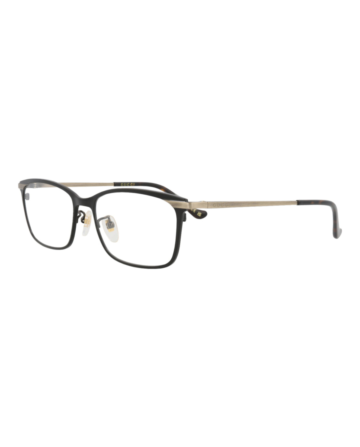 Gucci Mens Square/Rectangle Black Gold Transparent Fashion Designer Eyewear