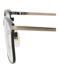 Gucci Mens Square/Rectangle Black Gold Transparent Fashion Designer Eyewear