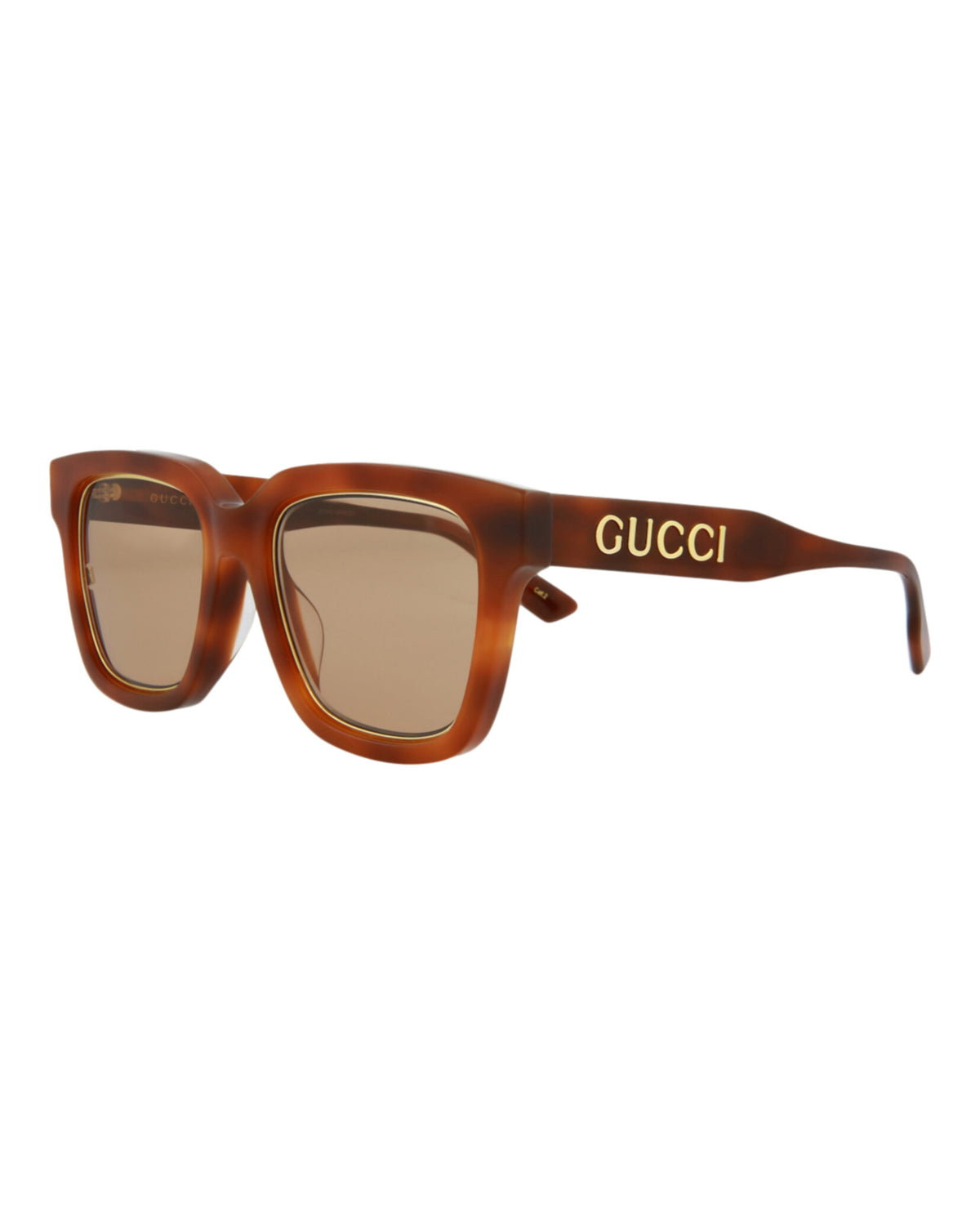 Gucci Womens Square/Rectangle Havana Havana Brown Fashion Designer Eyewear