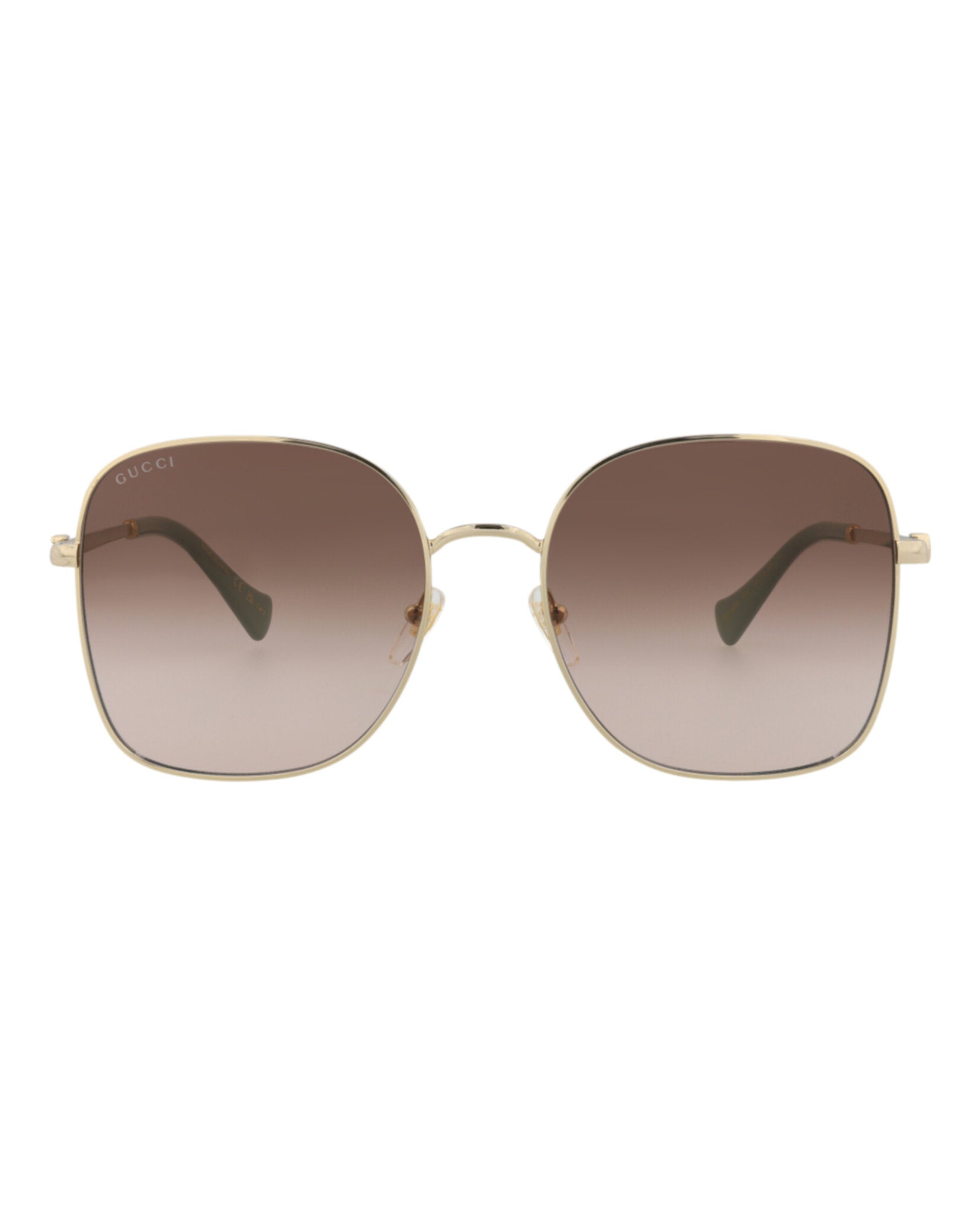Gucci Womens Square/Rectangle Gold Gold Brown Fashion Designer Eyewear