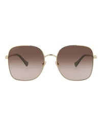 Gucci Womens Square/Rectangle Gold Gold Brown Fashion Designer Eyewear