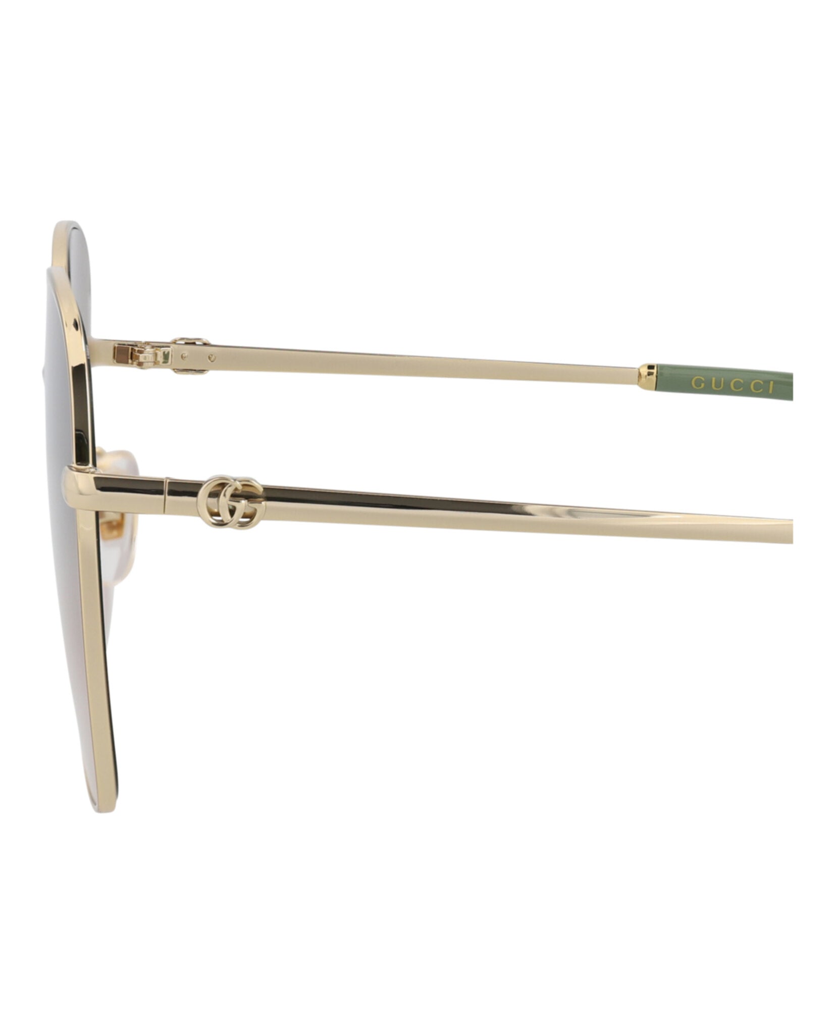 Gucci Womens Square/Rectangle Gold Gold Brown Fashion Designer Eyewear