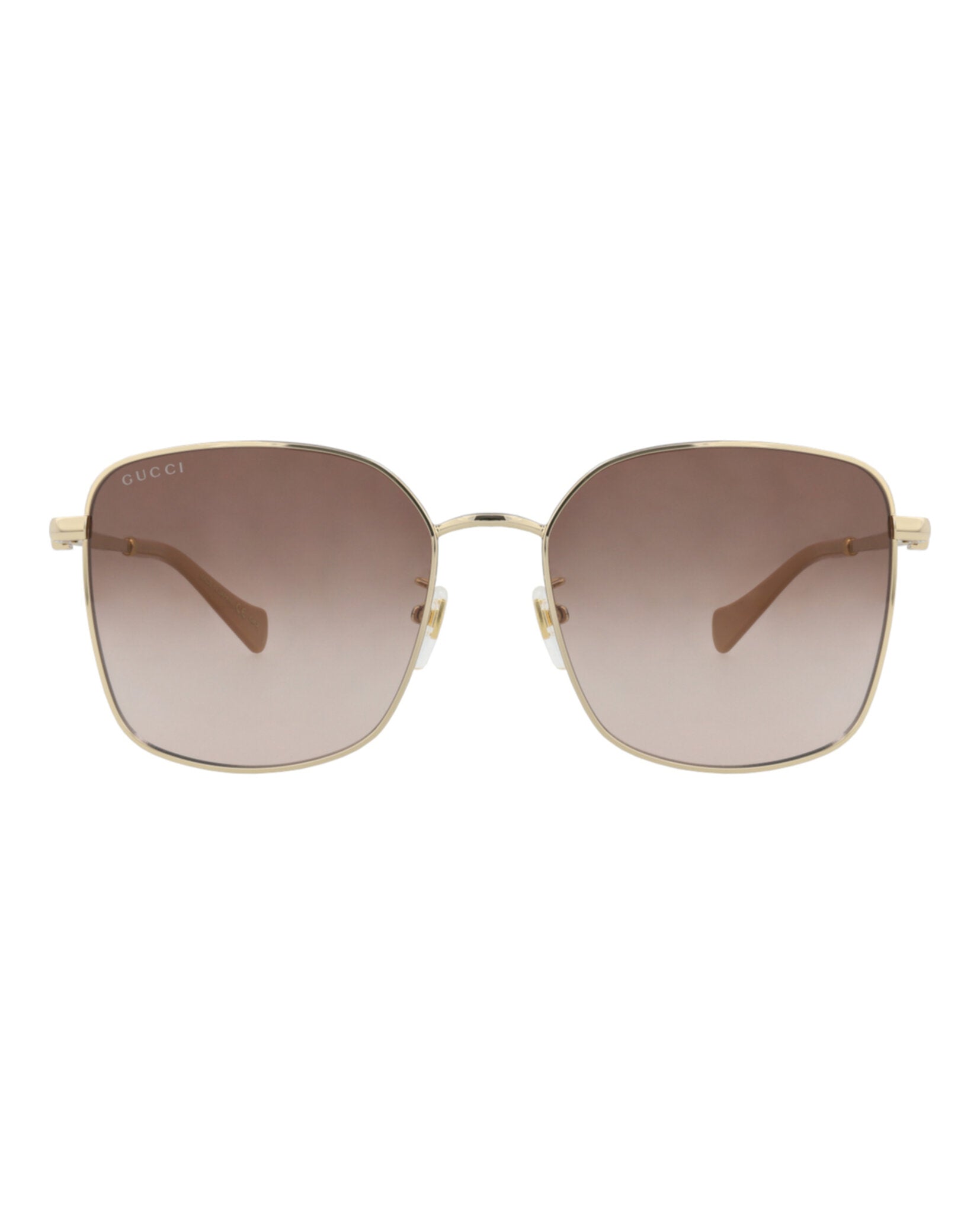 Gucci Gucci Womens Square/Rectangle Gold Gold Brown Fashion Designer Eyewear