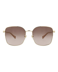 Gucci Gucci Womens Square/Rectangle Gold Gold Brown Fashion Designer Eyewear