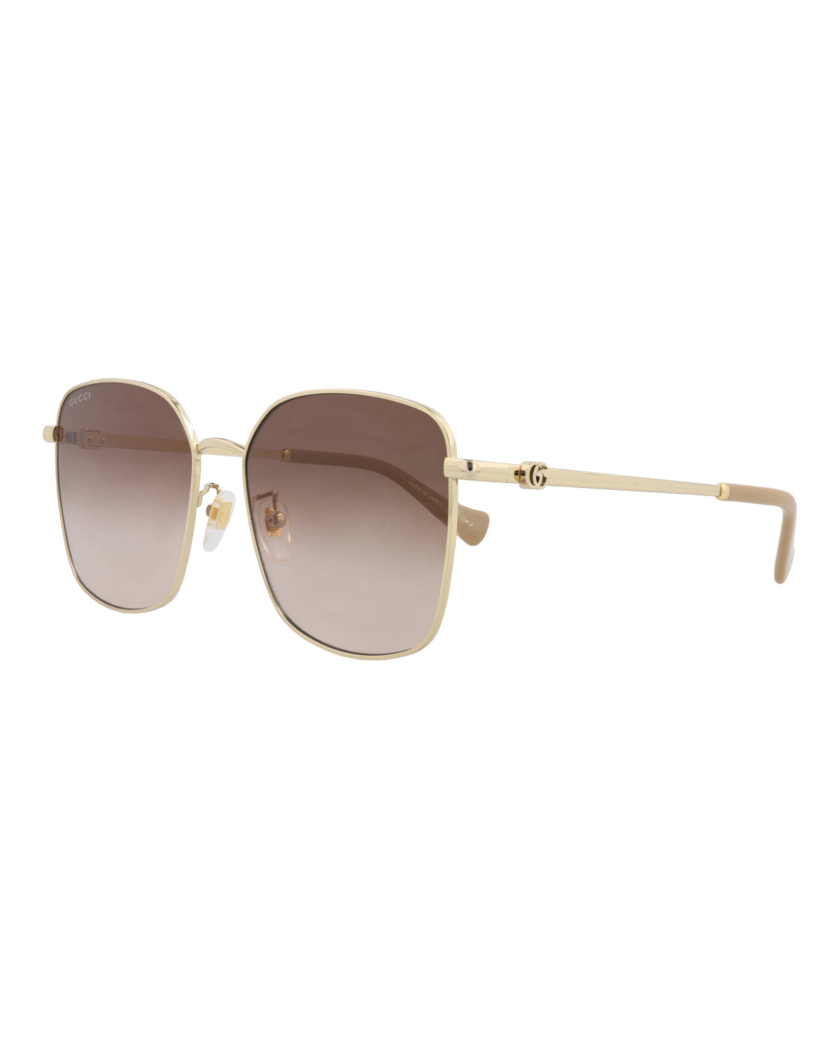 Gucci Gucci Womens Square/Rectangle Gold Gold Brown Fashion Designer Eyewear