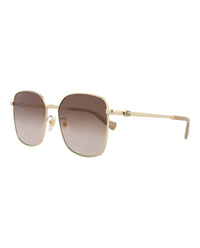 Gucci Gucci Womens Square/Rectangle Gold Gold Brown Fashion Designer Eyewear