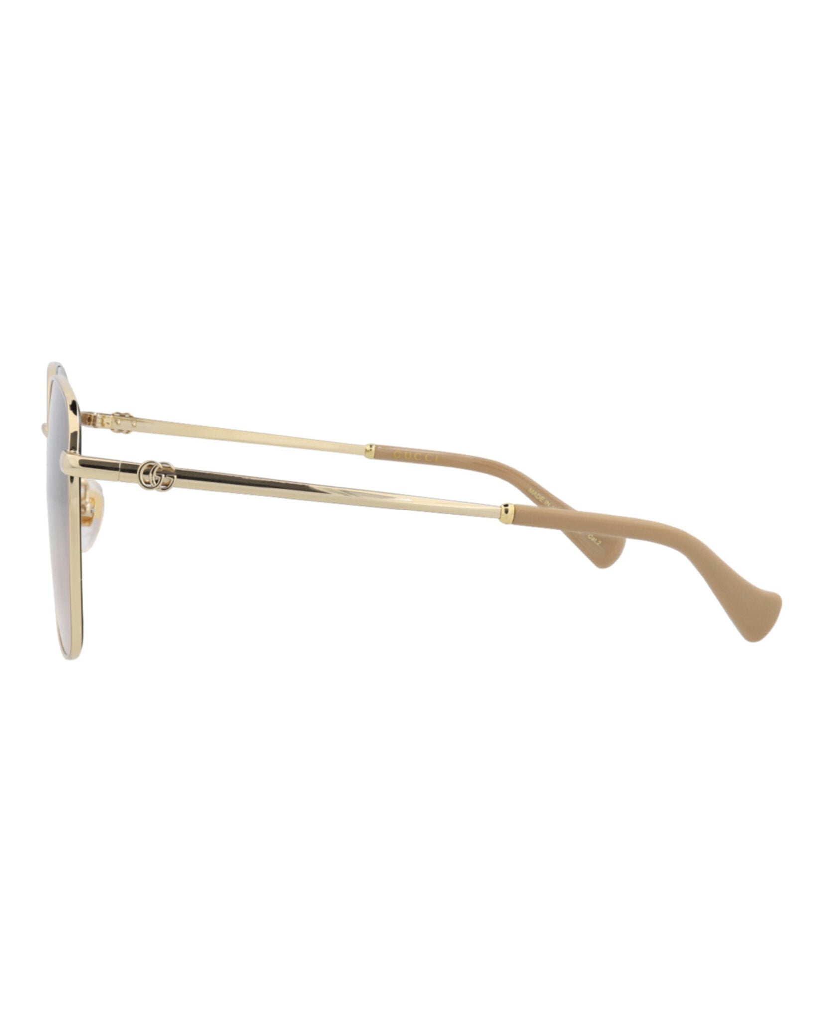 Gucci Gucci Womens Square/Rectangle Gold Gold Brown Fashion Designer Eyewear