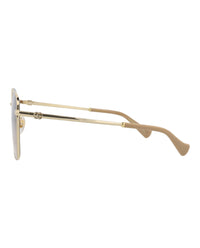 Gucci Gucci Womens Square/Rectangle Gold Gold Brown Fashion Designer Eyewear