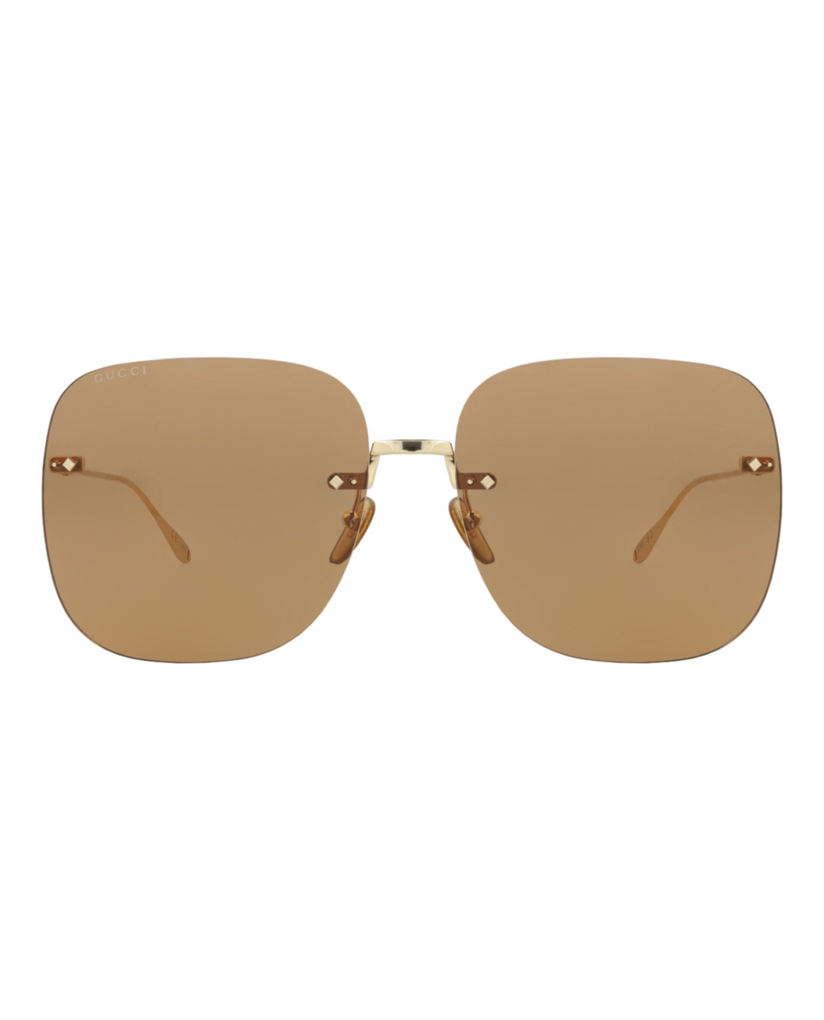 Gucci Gucci Womens Square/Rectangle Gold Gold Brown Fashion Designer Eyewear