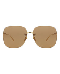 Gucci Gucci Womens Square/Rectangle Gold Gold Brown Fashion Designer Eyewear