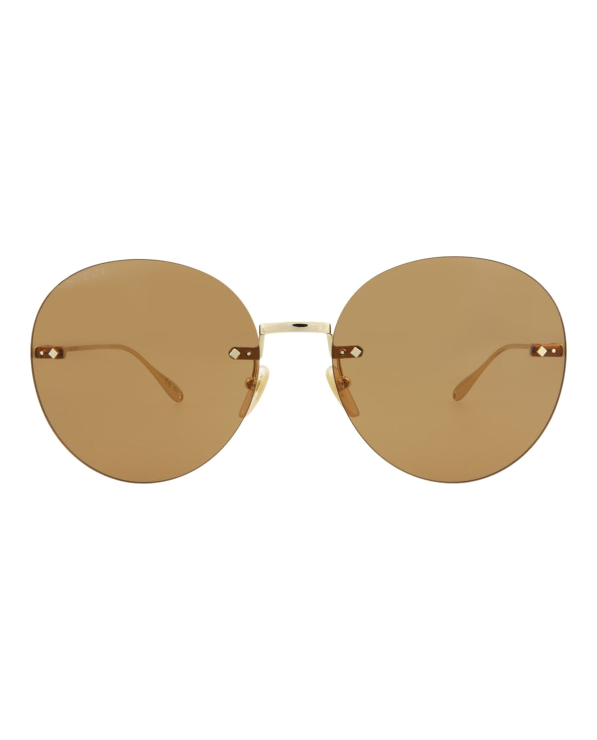Gucci Gucci Womens Round/Oval Gold Gold Brown Fashion Designer Eyewear