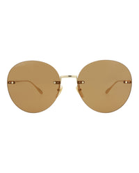 Gucci Gucci Womens Round/Oval Gold Gold Brown Fashion Designer Eyewear