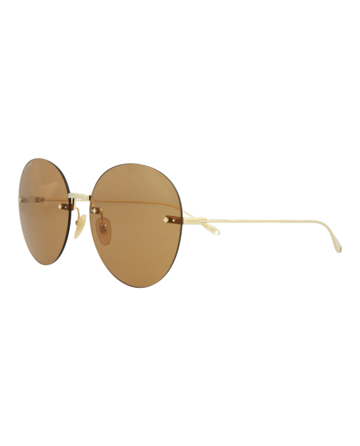 Gucci Gucci Womens Round/Oval Gold Gold Brown Fashion Designer Eyewear