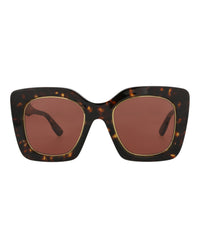 Gucci Womens Square/Rectangle Havana Havana Brown Fashion Designer Eyewear
