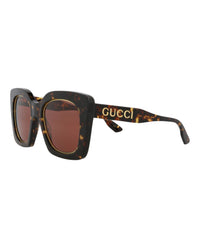 Gucci Womens Square/Rectangle Havana Havana Brown Fashion Designer Eyewear