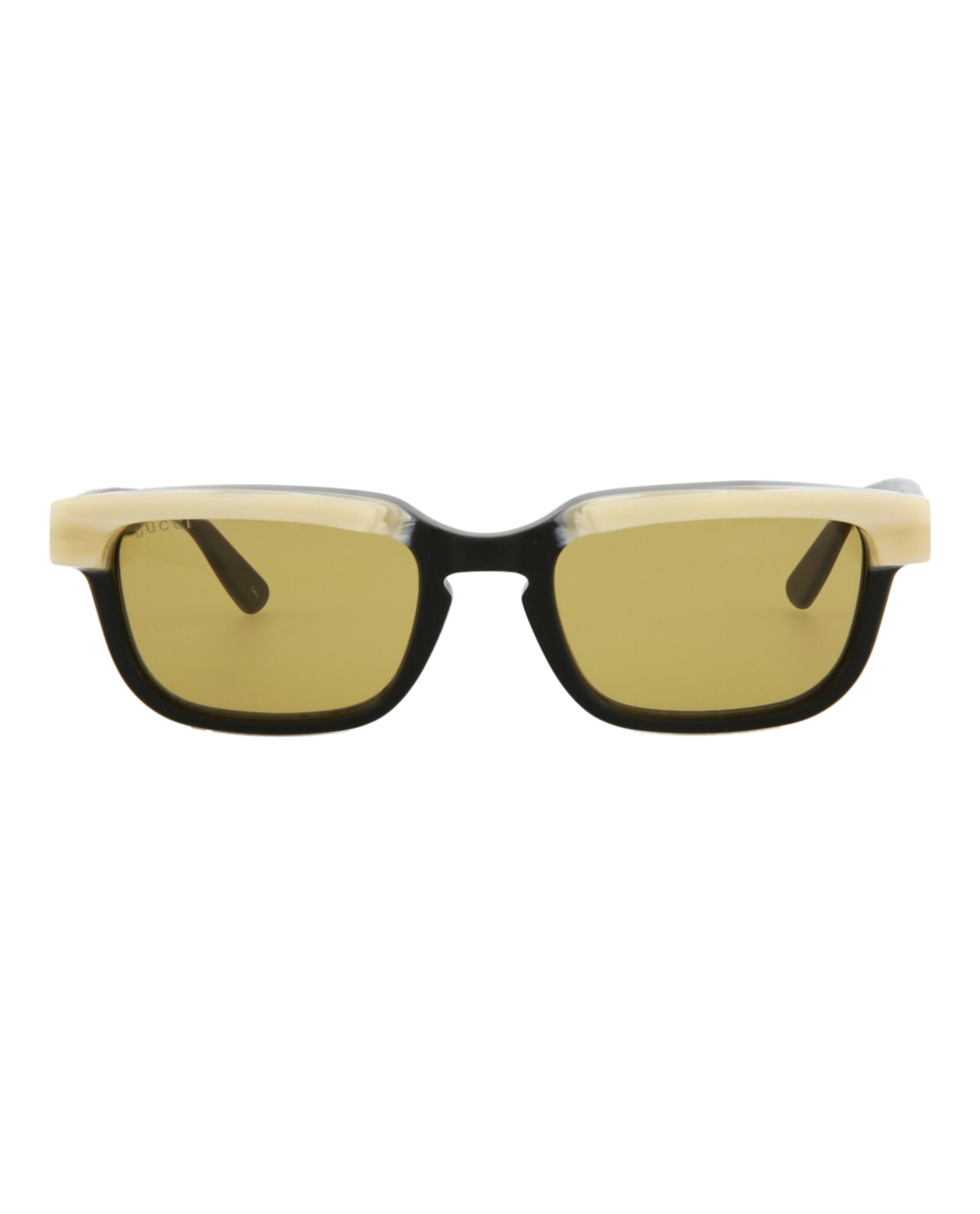 Gucci Mens Square/Rectangle Black Black Yellow Fashion Designer Eyewear