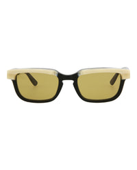 Gucci Mens Square/Rectangle Black Black Yellow Fashion Designer Eyewear