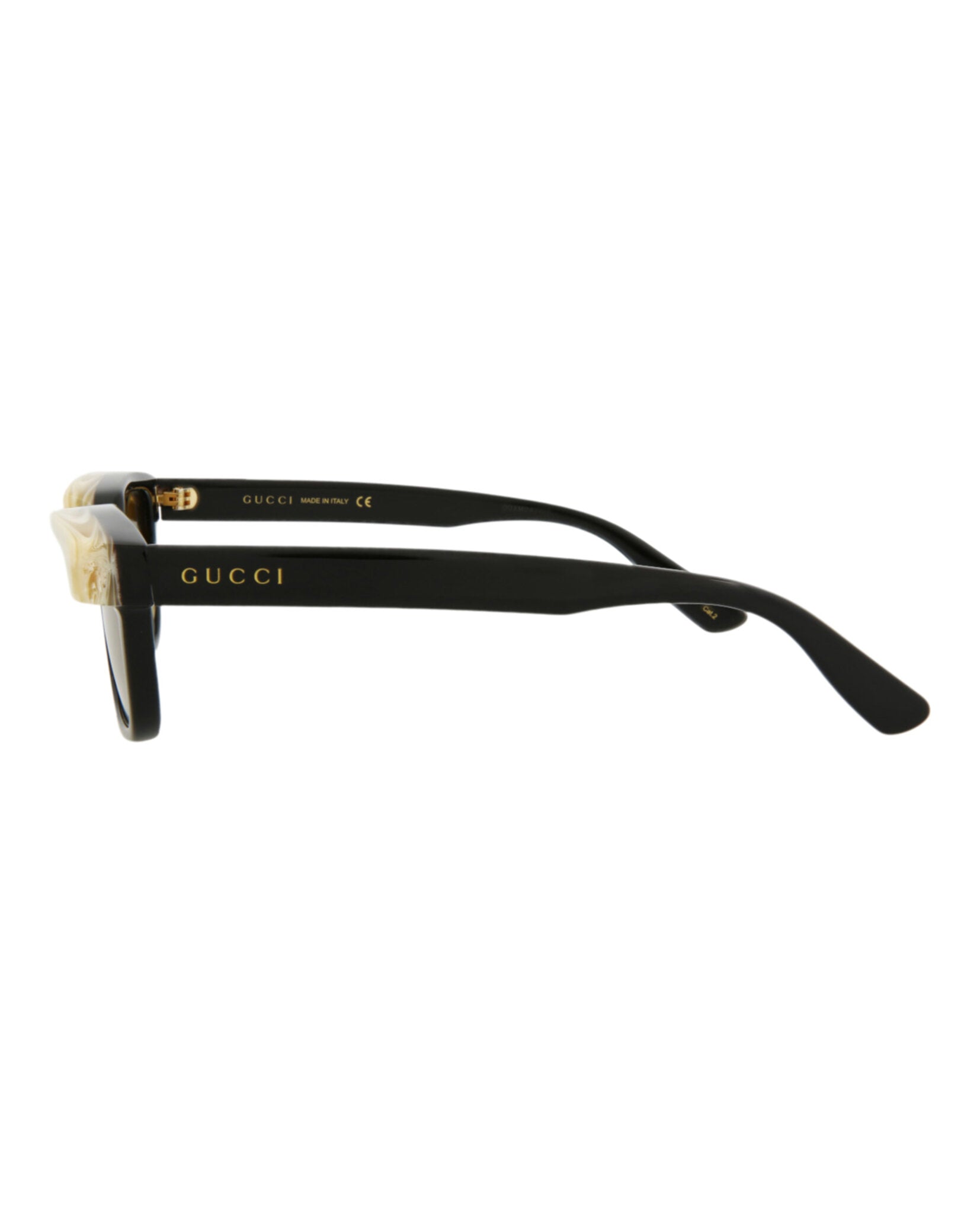 Gucci Mens Square/Rectangle Black Black Yellow Fashion Designer Eyewear