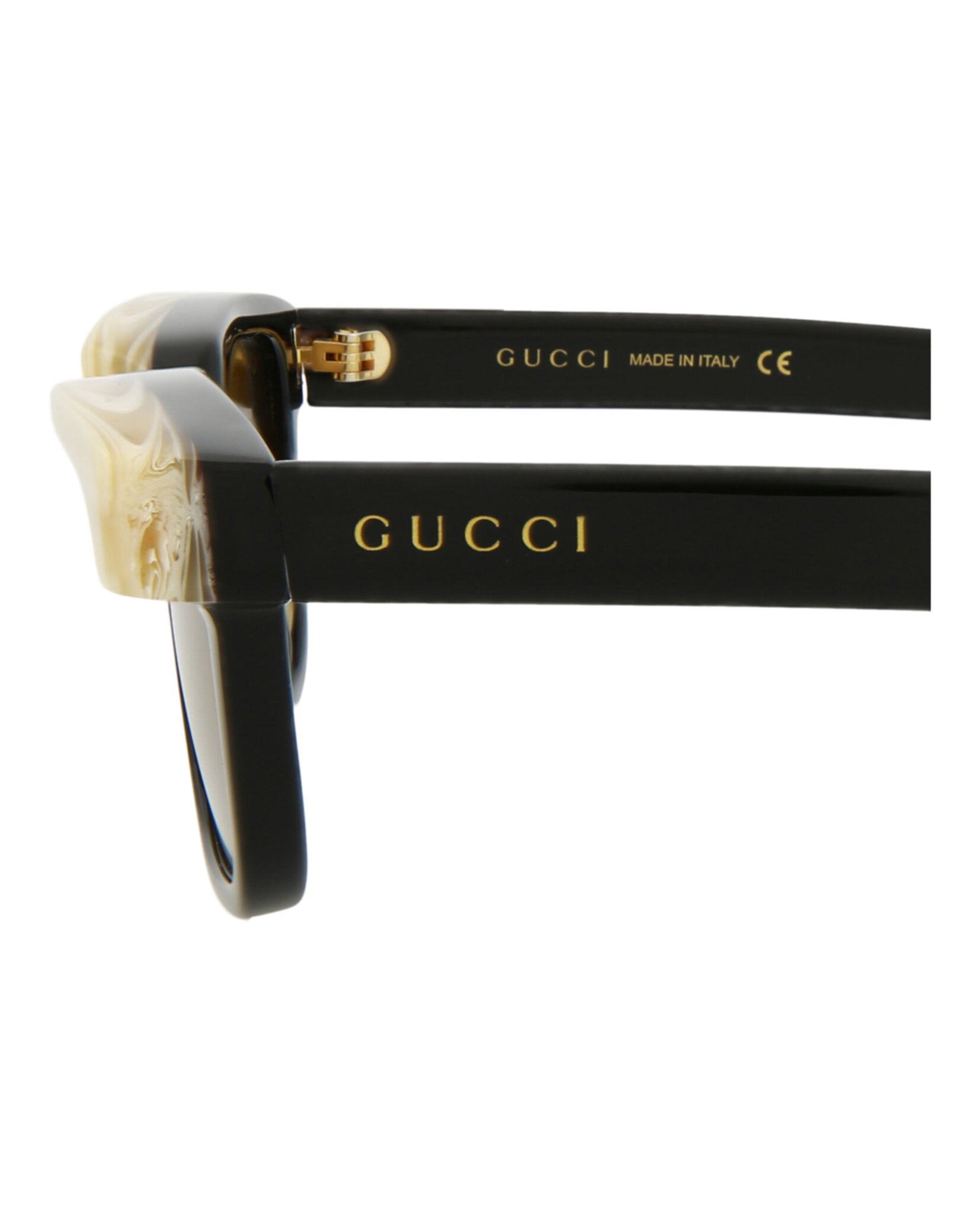 Gucci Mens Square/Rectangle Black Black Yellow Fashion Designer Eyewear