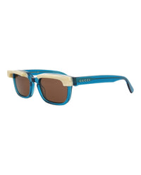 Gucci Mens Square/Rectangle Blue Blue Brown Fashion Designer Eyewear