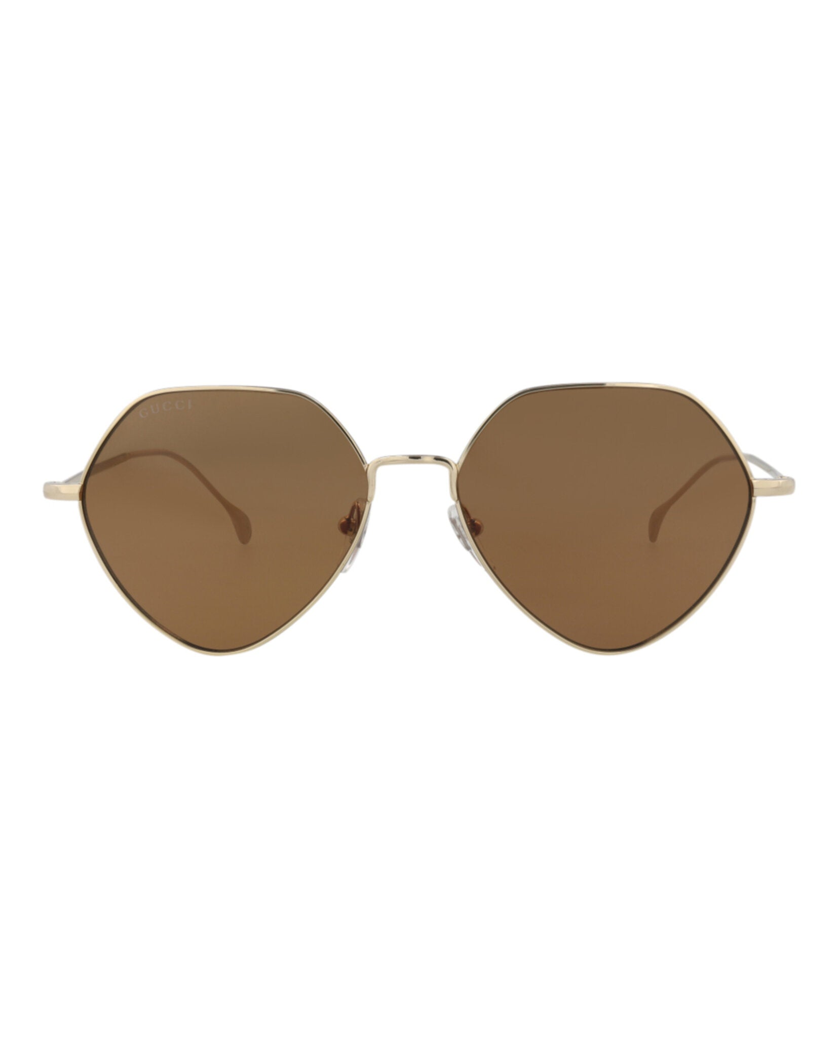 Gucci Womens Square/Rectangle Gold Gold Brown Fashion Designer Eyewear