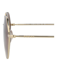 Gucci Womens Square/Rectangle Gold Gold Brown Fashion Designer Eyewear