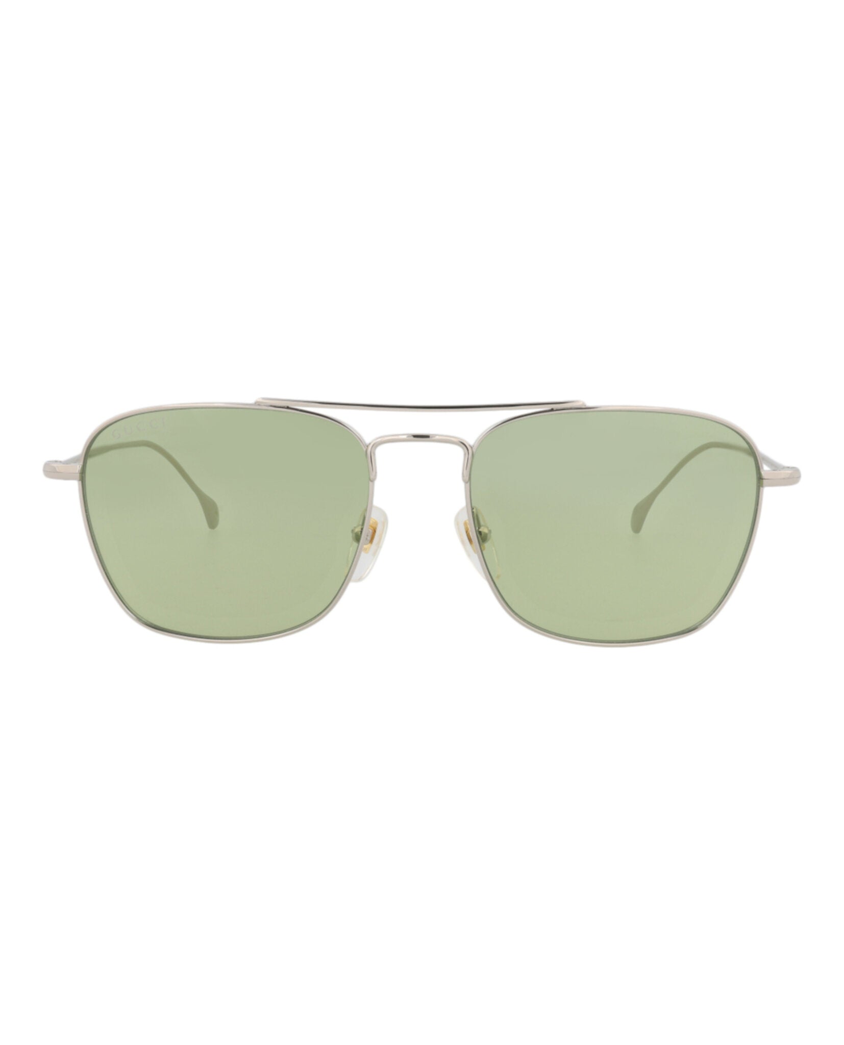 Gucci Gucci Mens Square/Rectangle Silver Silver Green Fashion Designer Eyewear