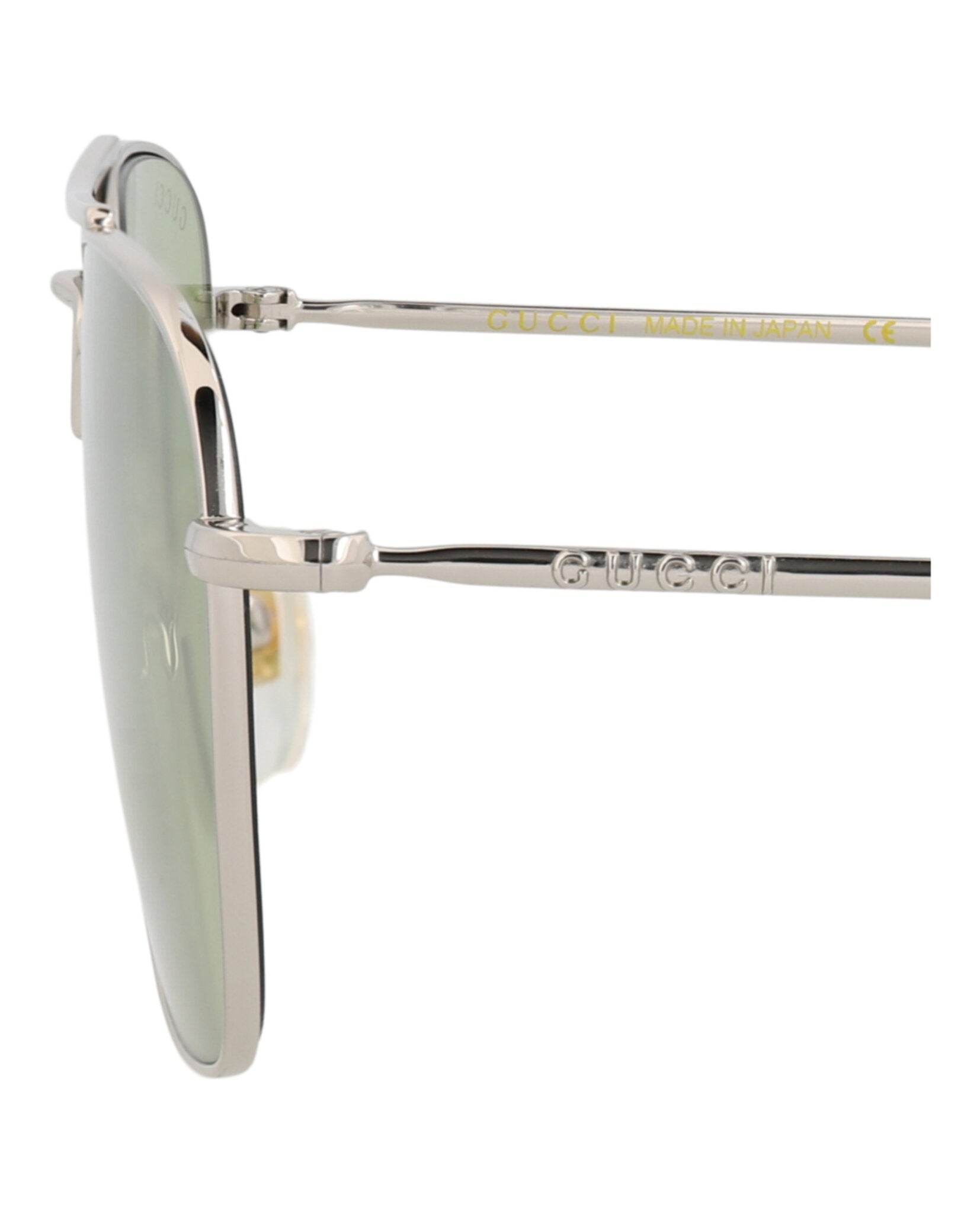 Gucci Gucci Mens Square/Rectangle Silver Silver Green Fashion Designer Eyewear
