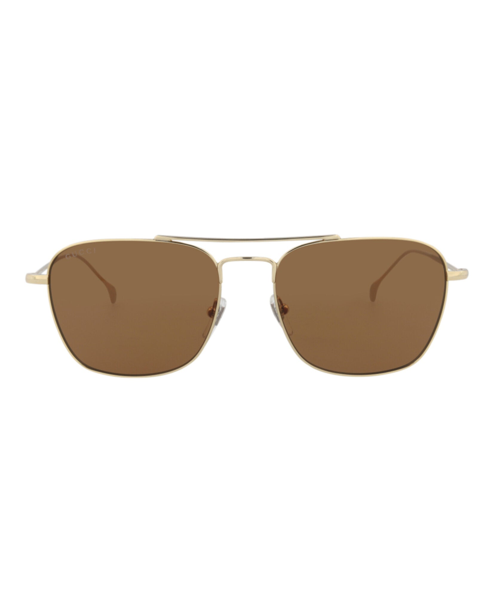 Gucci Mens Square/Rectangle Gold Gold Brown Fashion Designer Eyewear