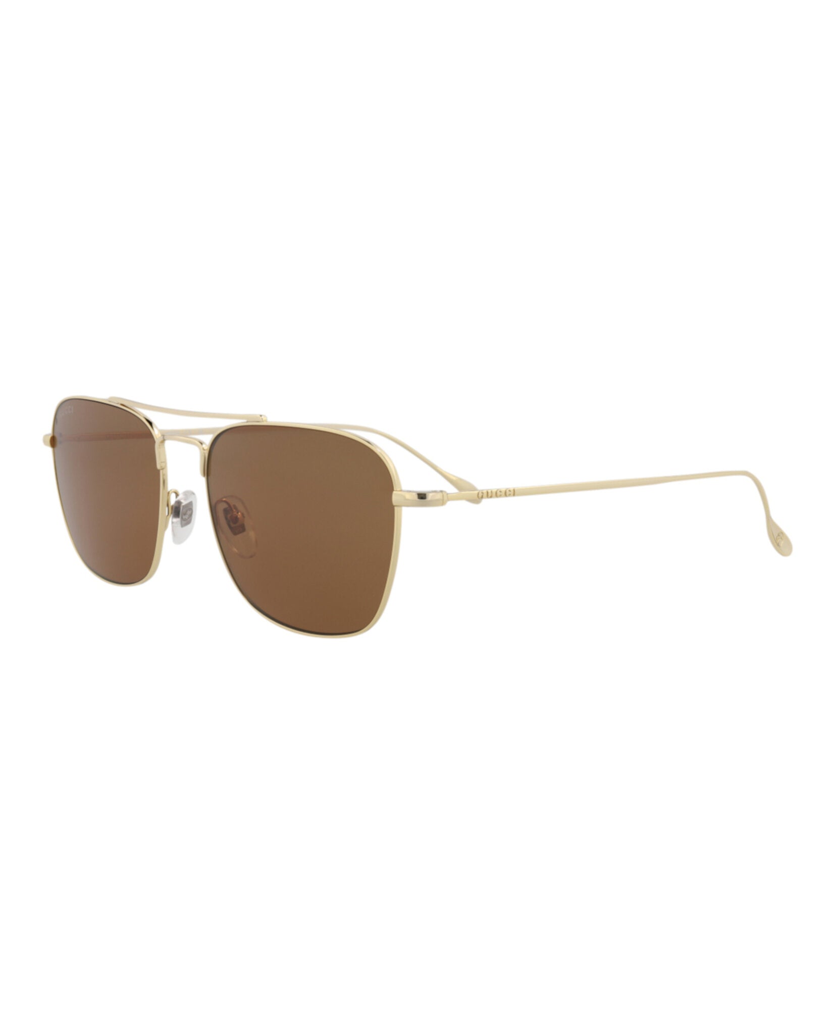 Gucci Mens Square/Rectangle Gold Gold Brown Fashion Designer Eyewear