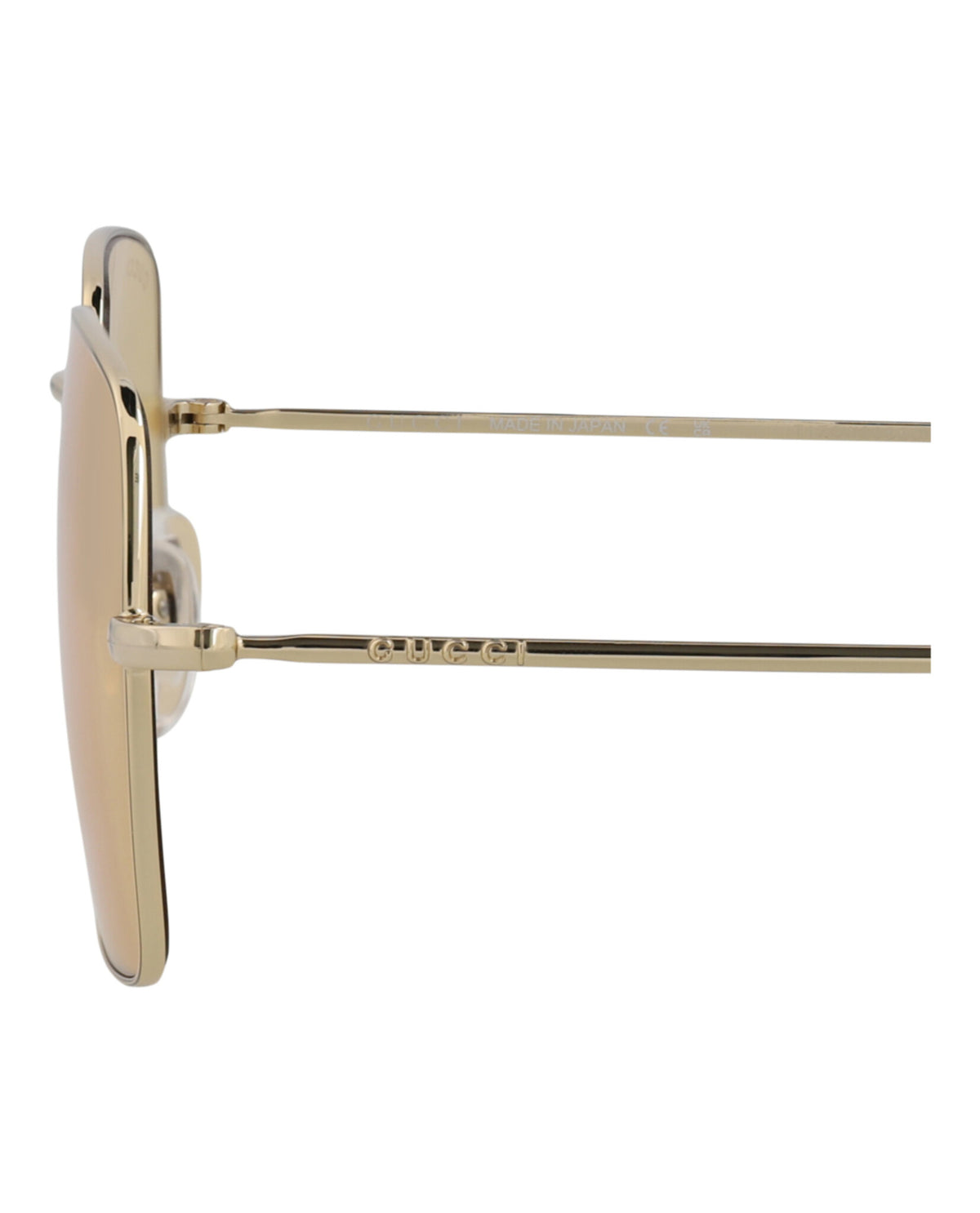 Gucci Gucci Mens Square/Rectangle Gold Gold Orange Fashion Designer Eyewear