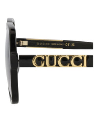 Gucci Womens Square/Rectangle Black Black Grey Fashion Designer Eyewear
