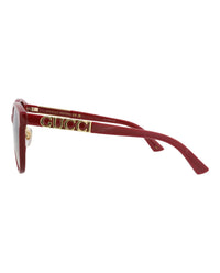 Gucci Gucci Womens Round/Oval Red Red Brown Fashion Designer Eyewear