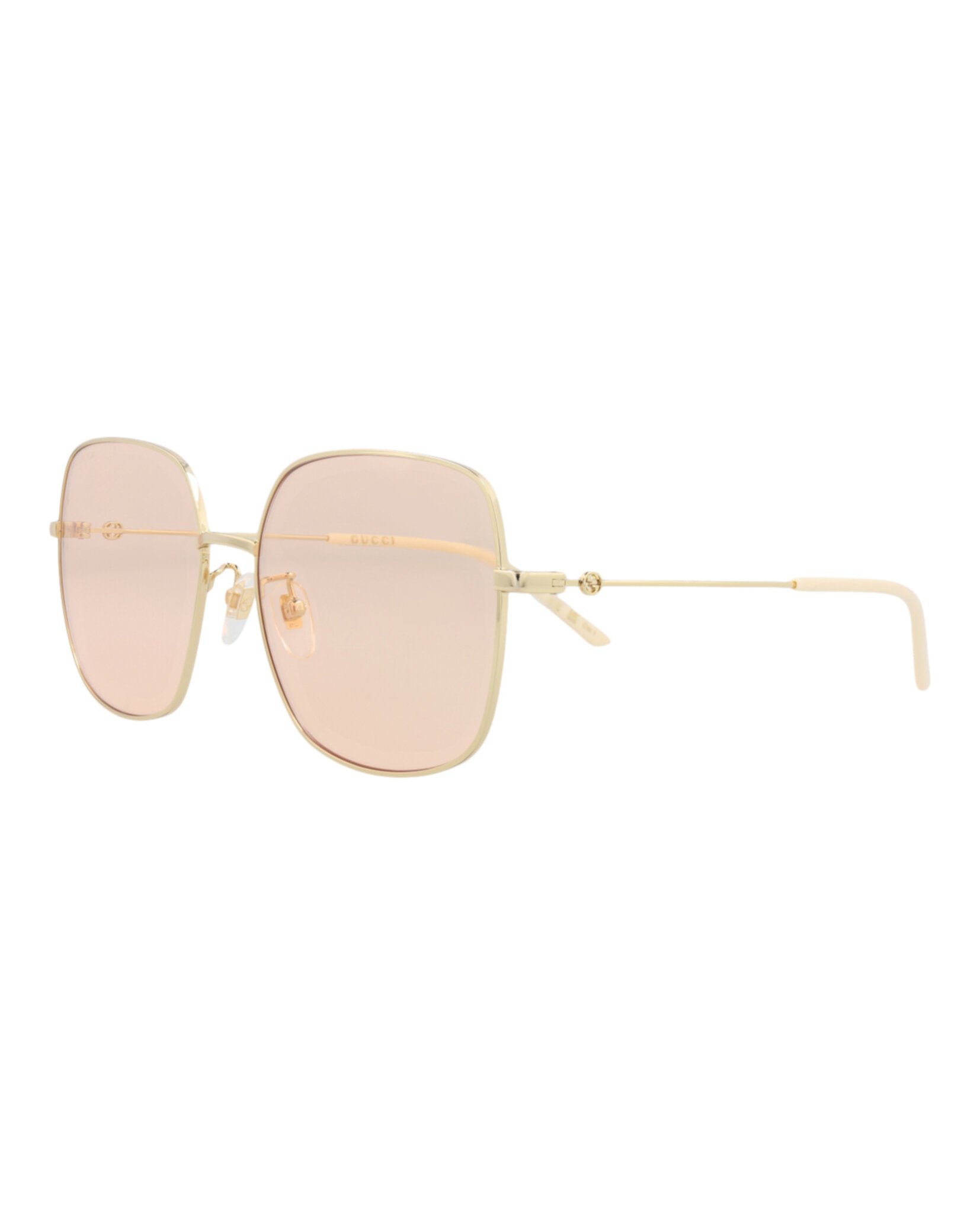 Gucci Womens Square/Rectangle Gold Gold Pink Fashion Designer Eyewear