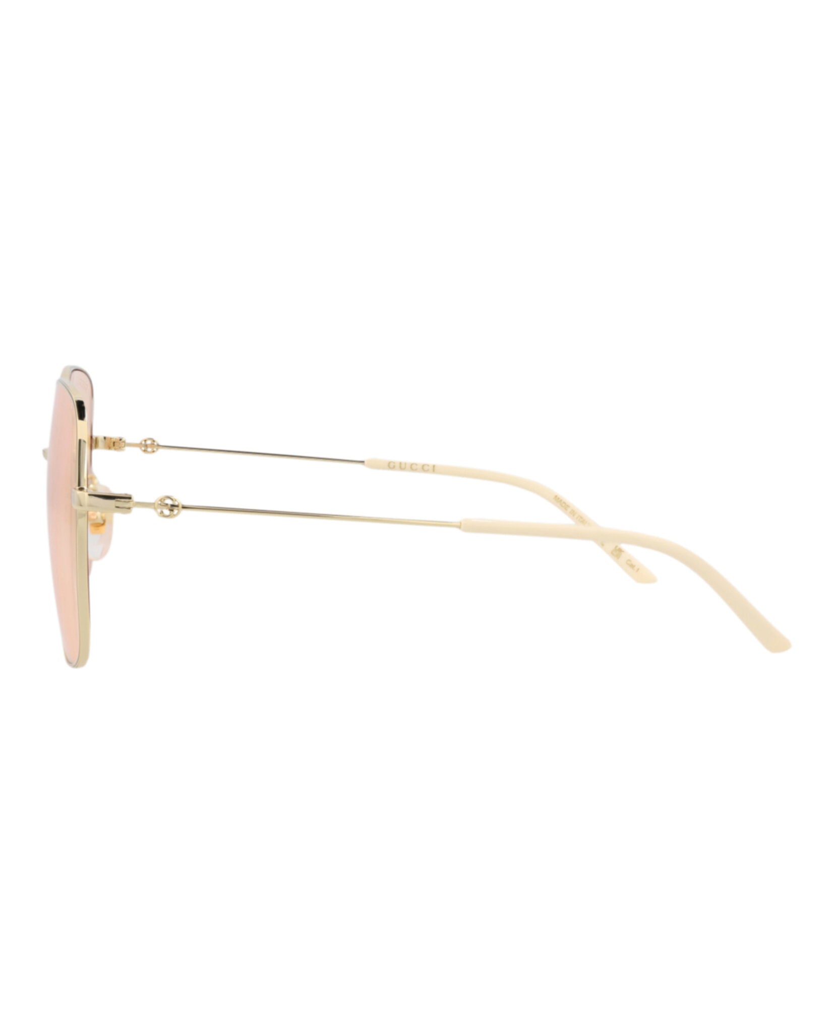 Gucci Womens Square/Rectangle Gold Gold Pink Fashion Designer Eyewear