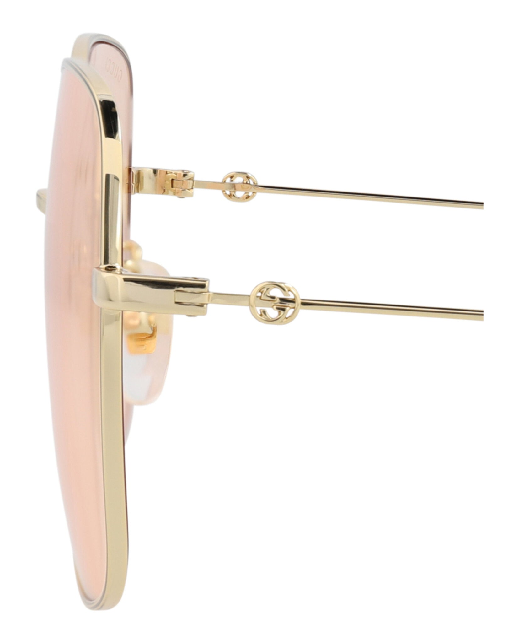 Gucci Womens Square/Rectangle Gold Gold Pink Fashion Designer Eyewear