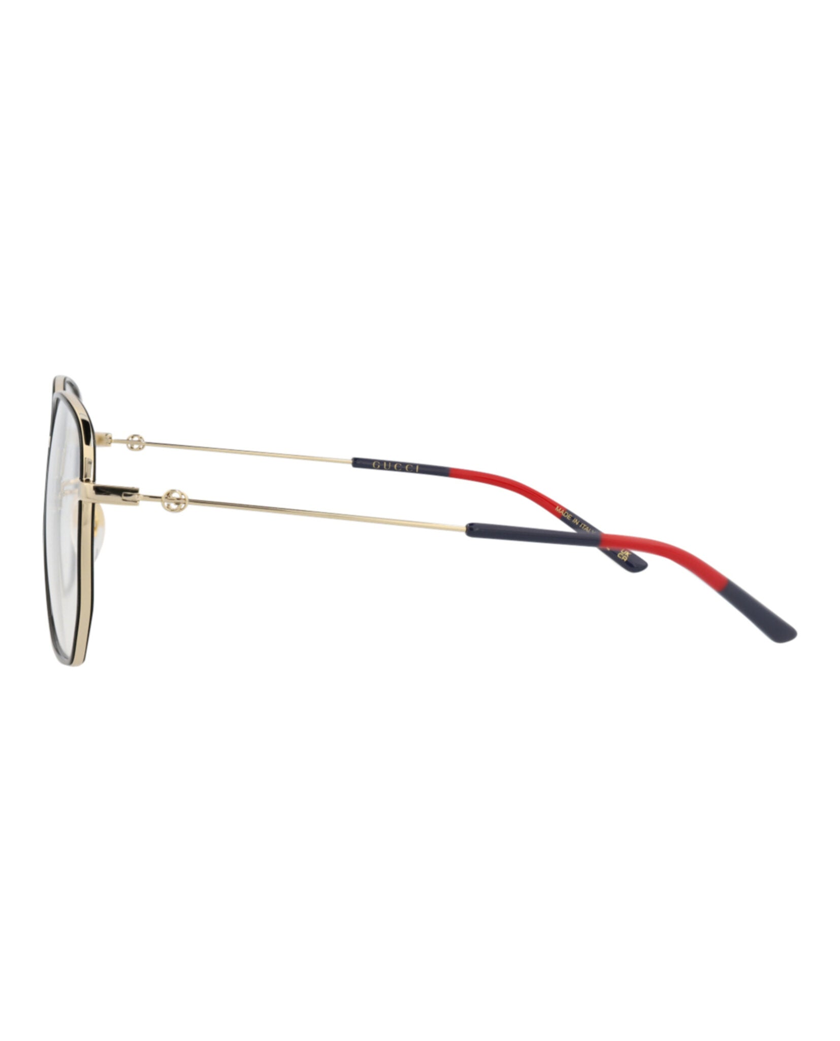 Gucci Womens Square/Rectangle Gold Gold Transparent Fashion Designer Eyewear