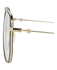 Gucci Womens Square/Rectangle Gold Gold Transparent Fashion Designer Eyewear