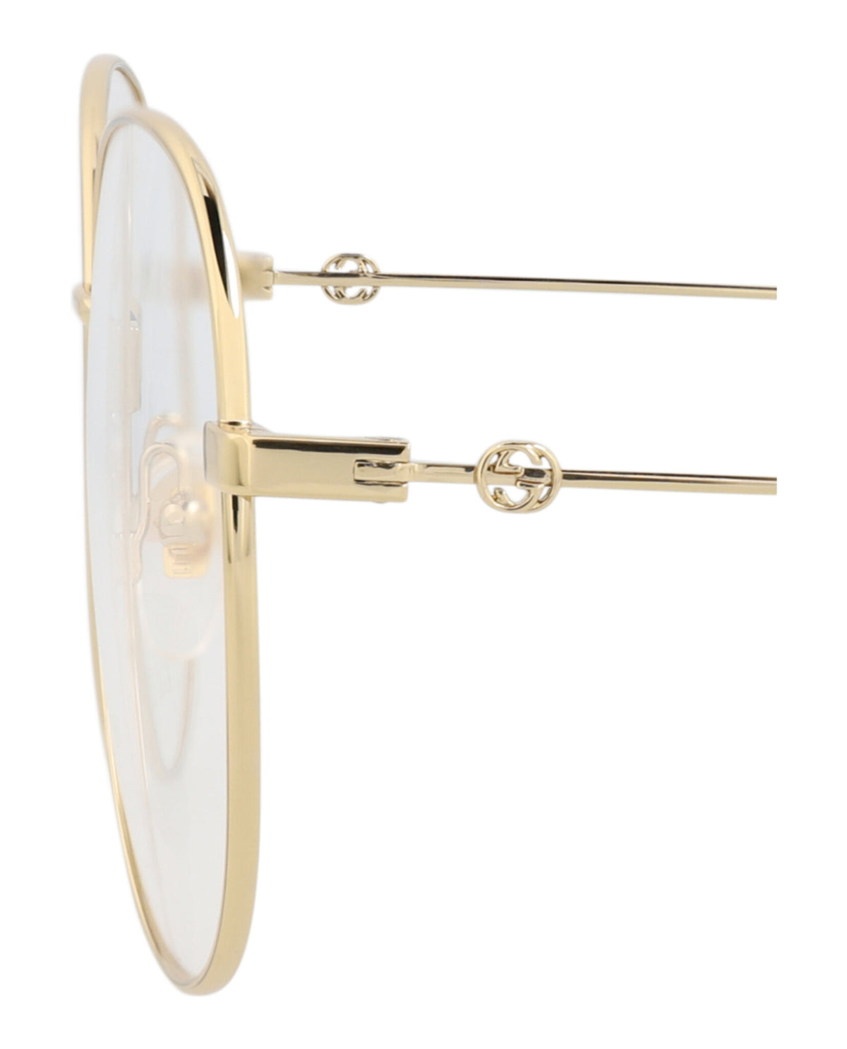 Gucci Womens Round/Oval Gold Gold Transparent Fashion Designer Eyewear
