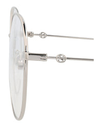 Gucci Womens Round/Oval Silver Silver Transparent Fashion Designer Eyewear