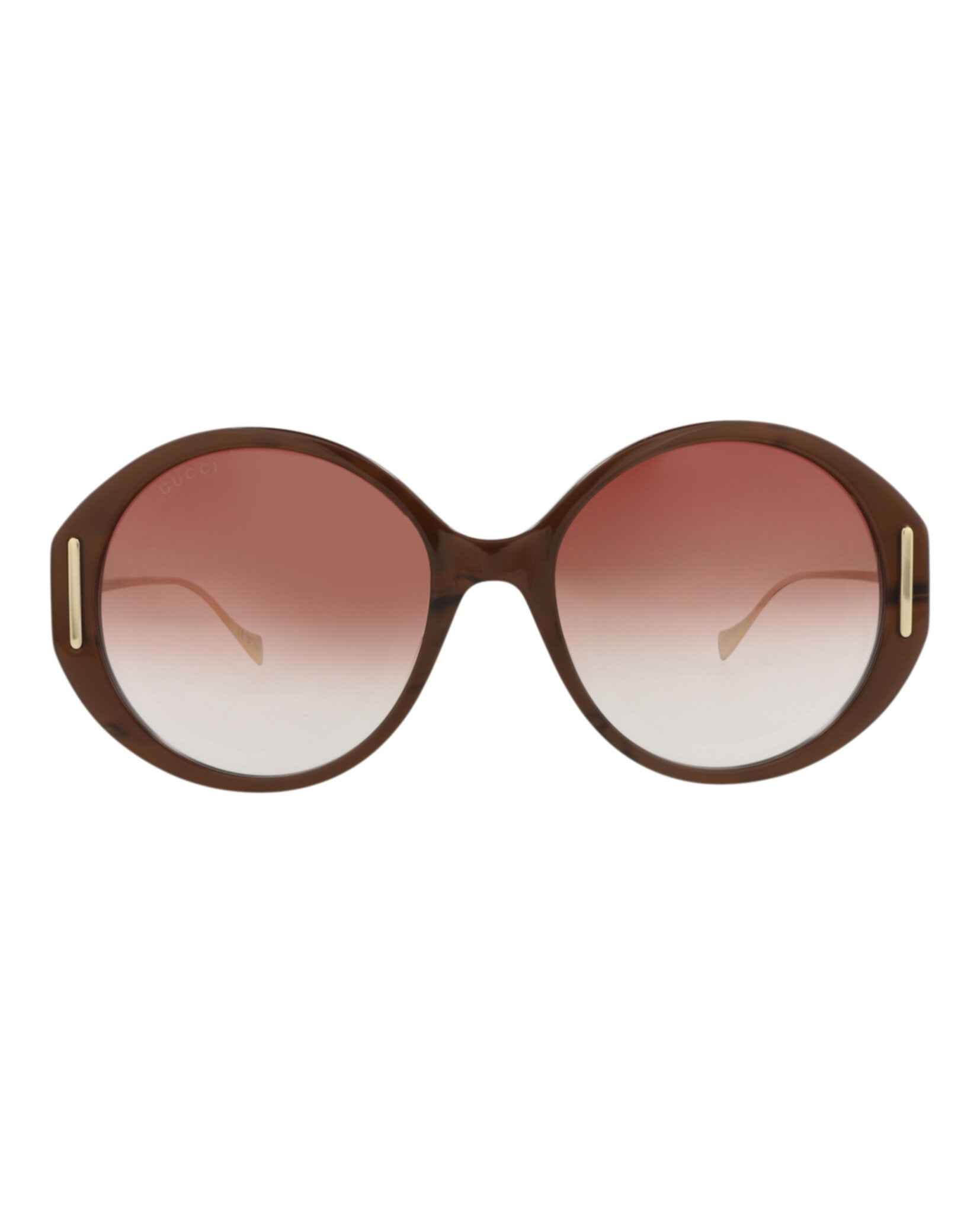 Gucci Womens Round/Oval Brown Gold Red Fashion Designer Eyewear