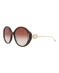 Gucci Womens Round/Oval Brown Gold Red Fashion Designer Eyewear
