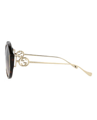 Gucci Womens Round/Oval Havana Gold Brown Fashion Designer Eyewear